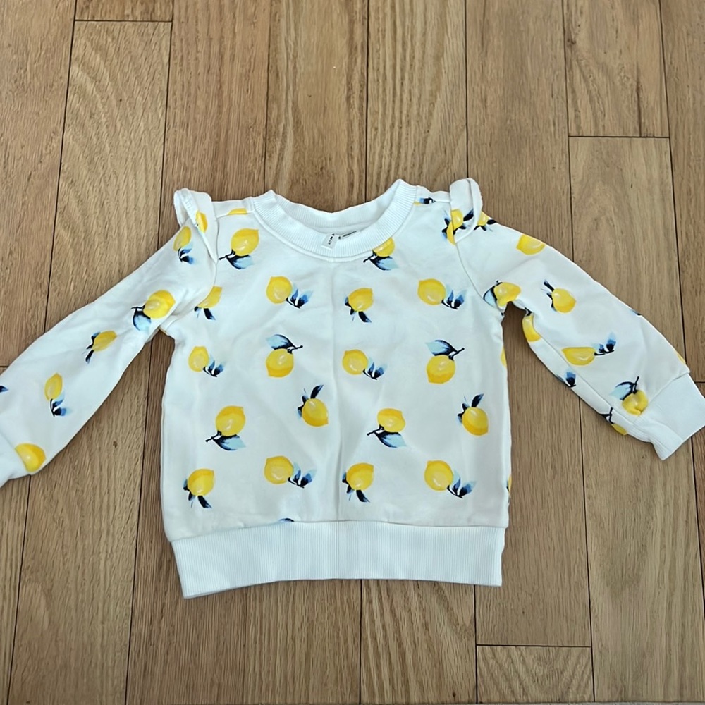 JANIE AND JACK BABY GIRLS’ LEMON RUFFLED SHOULDER SWEATSHIRT